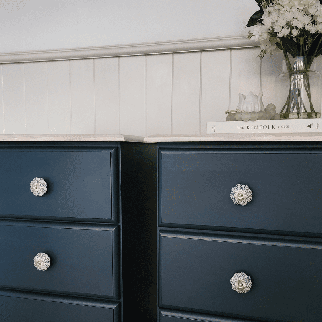 floral ceramic knob with hamptons furniture