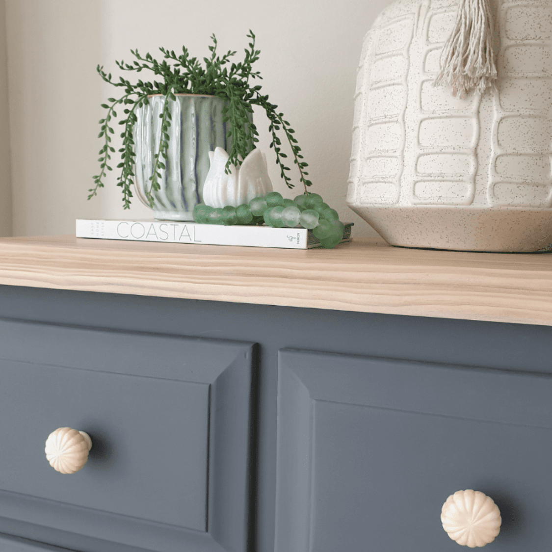 Seafoam Green Glass Decorative Beads in hamptons decor vignette