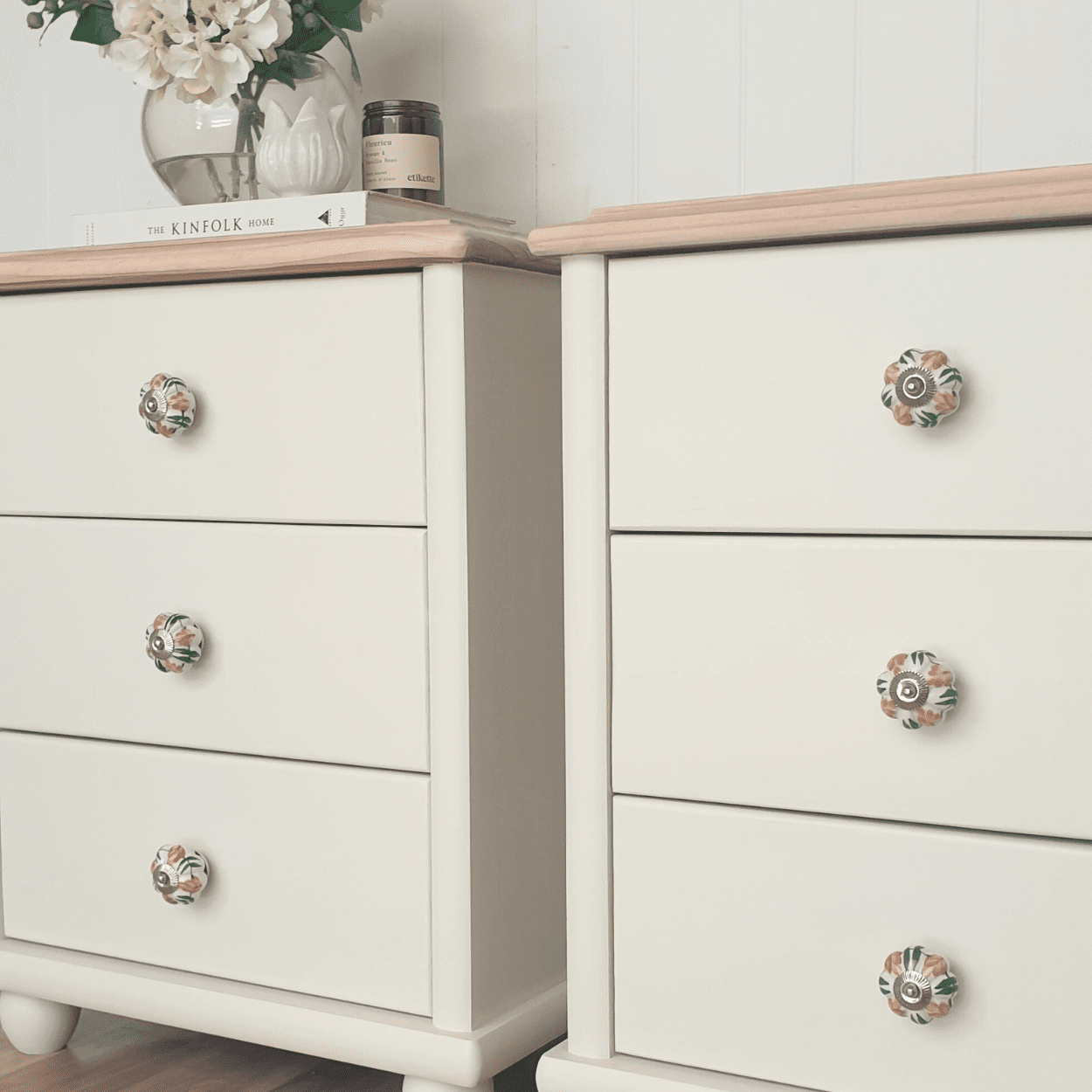 floral ceramic knob in a boho style setting