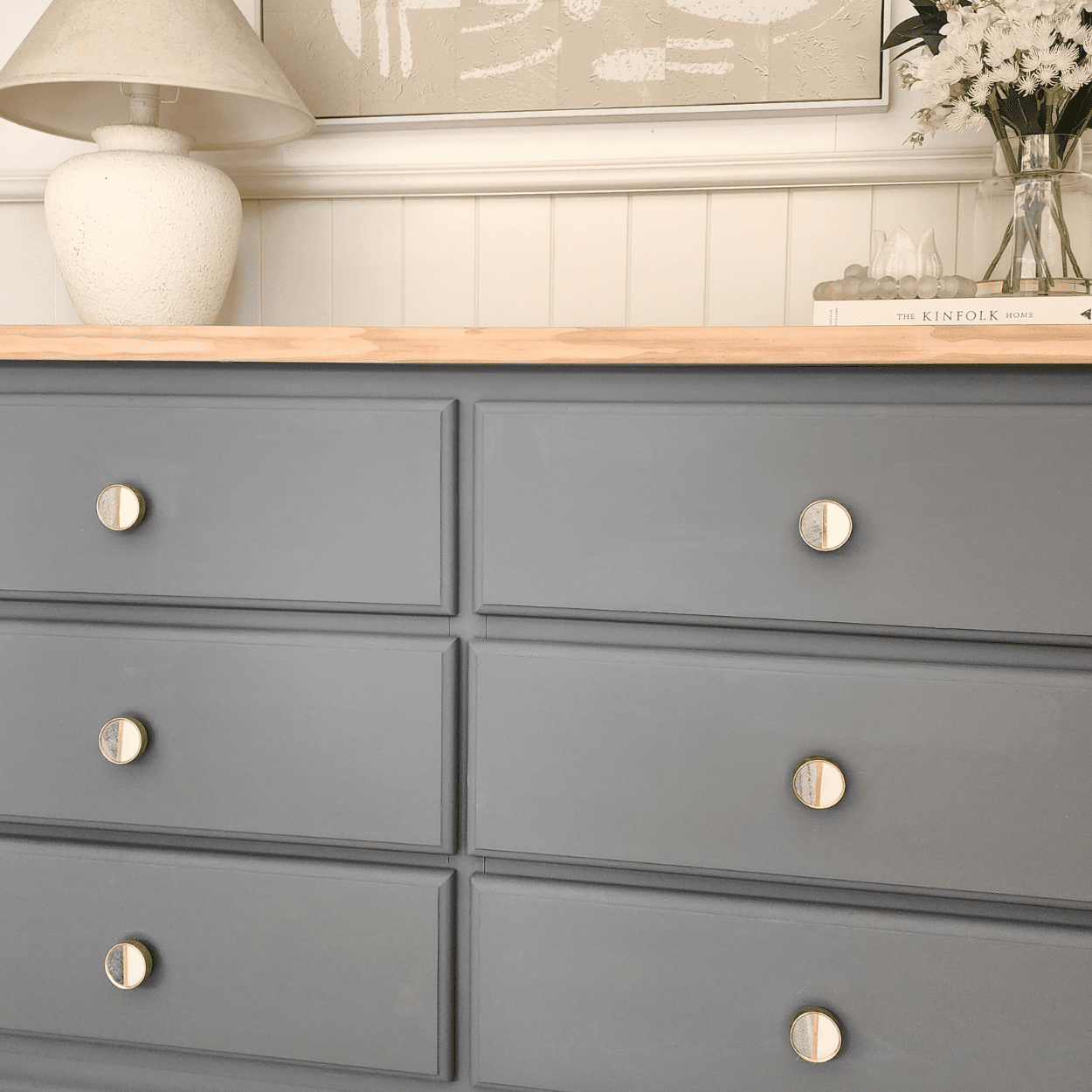 marble decorative knob with modern boho style furniture