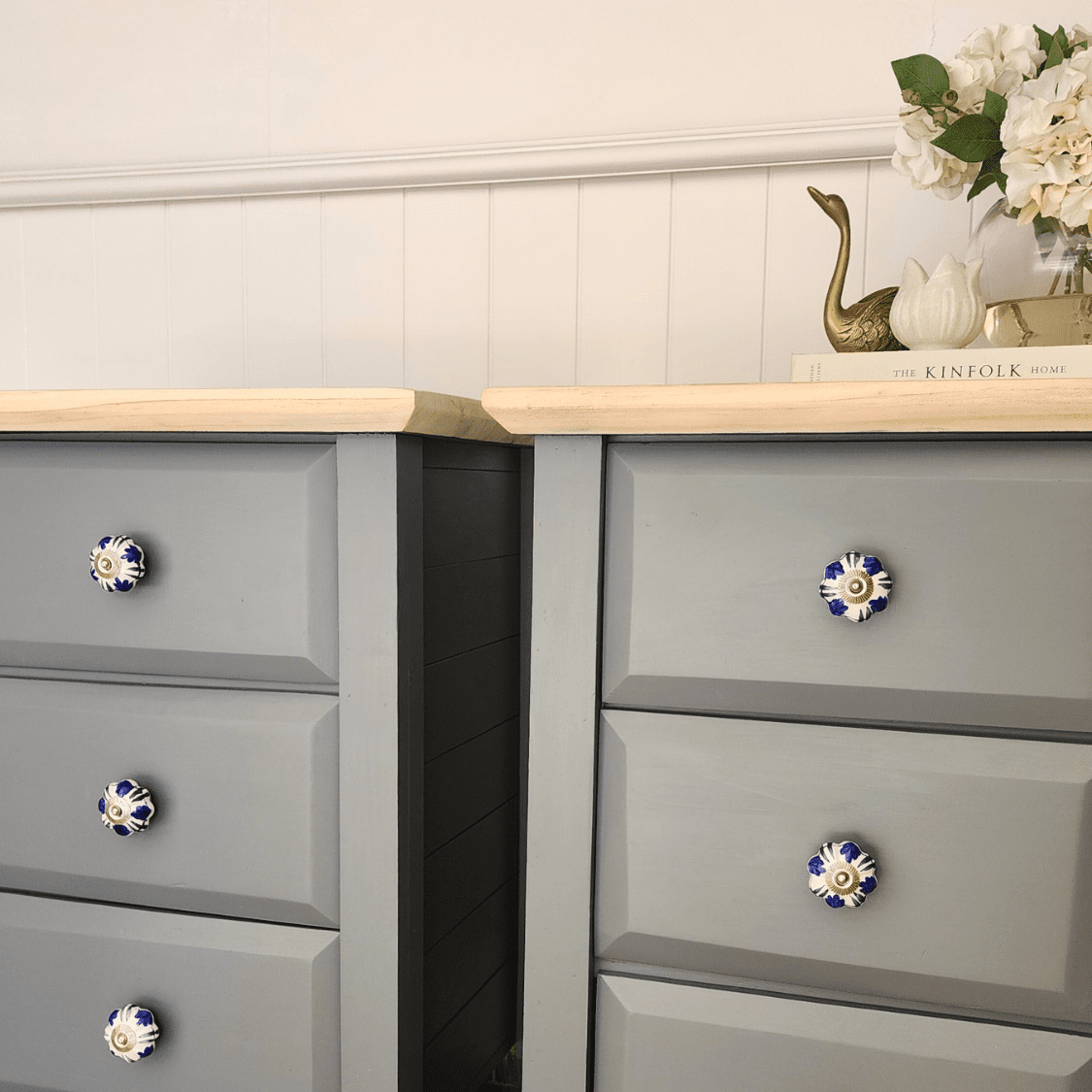 Floral Ceramic Knob with hamptons furniture