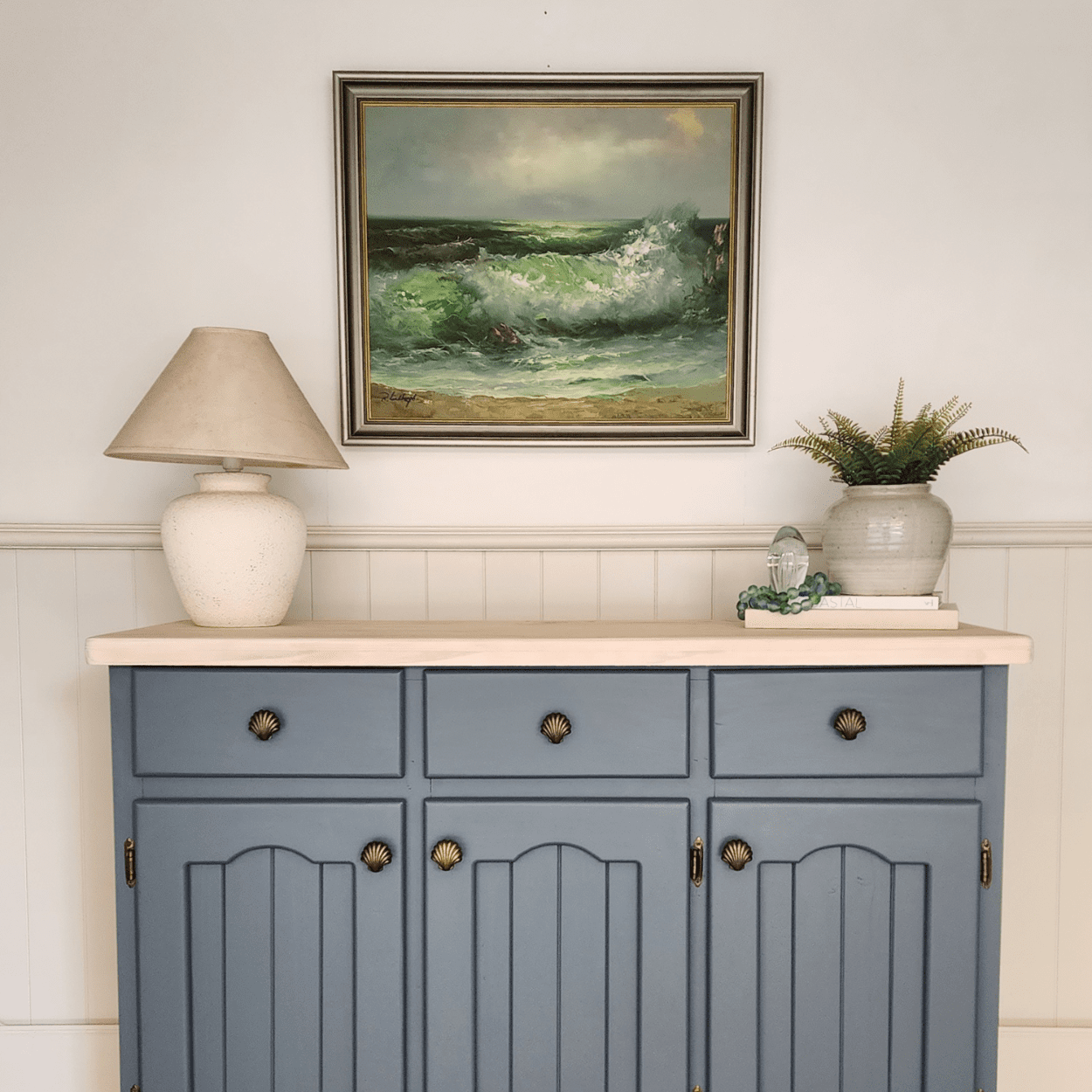 Solid Brass knob shell fan shaped nob with coastal themed furniture