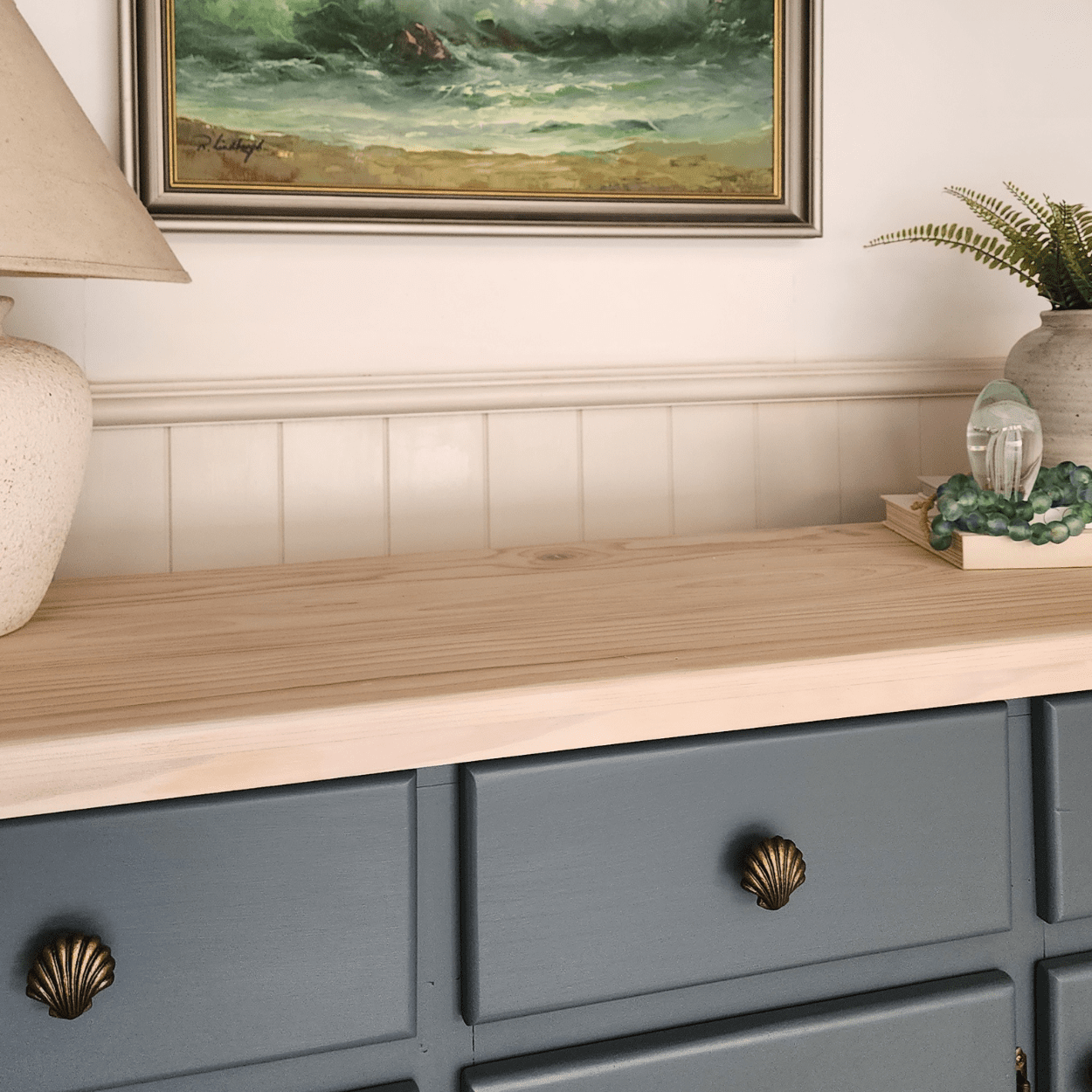 Solid Brass knob shell fan shaped nob with coastal themed furniture