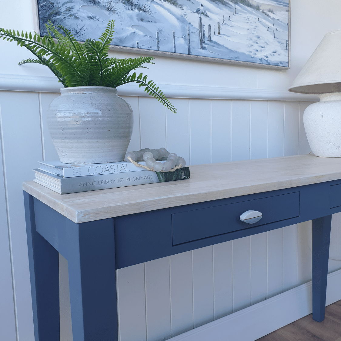 marble pull with hamptons style console table